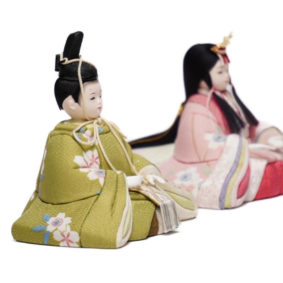 【木目込み雛人形】桃山雛 友禅(緑・ピンク) 親王飾り〈木村一秀作〉[233-046]_6