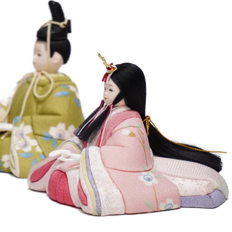 【木目込み雛人形】桃山雛 友禅(緑・ピンク) 親王飾り〈木村一秀作〉[233-046]_7
