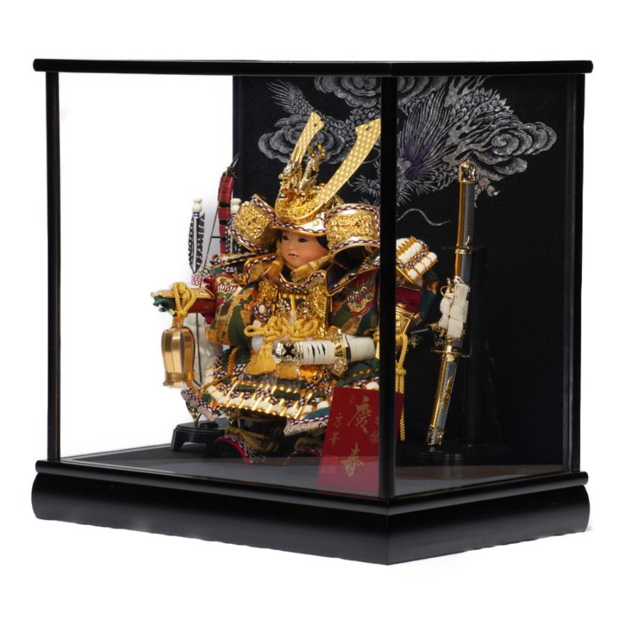 5号 緑段威 大将ガラスケース飾り〈京華作〉[235-077]（5号上杉