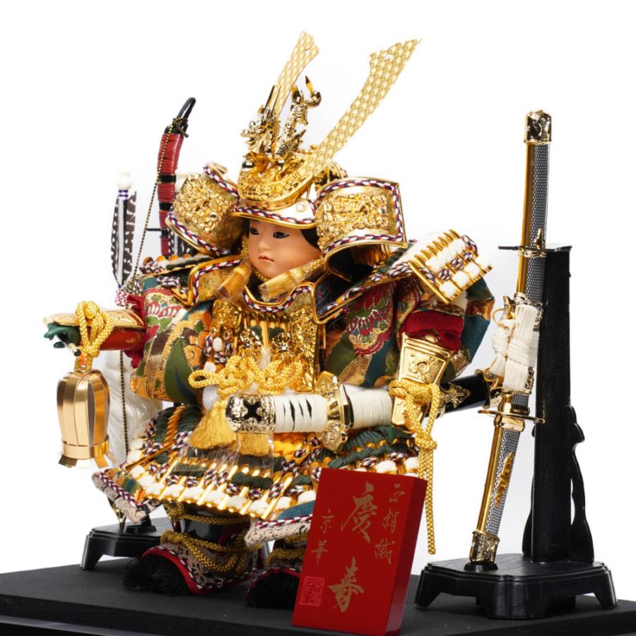 5号 緑段威 大将ガラスケース飾り〈京華作〉[235-077]（5号上杉