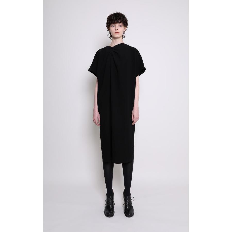 BLACK　FORMAL ソフトダブルジョーゼット　タックギャザーワンピースの画像