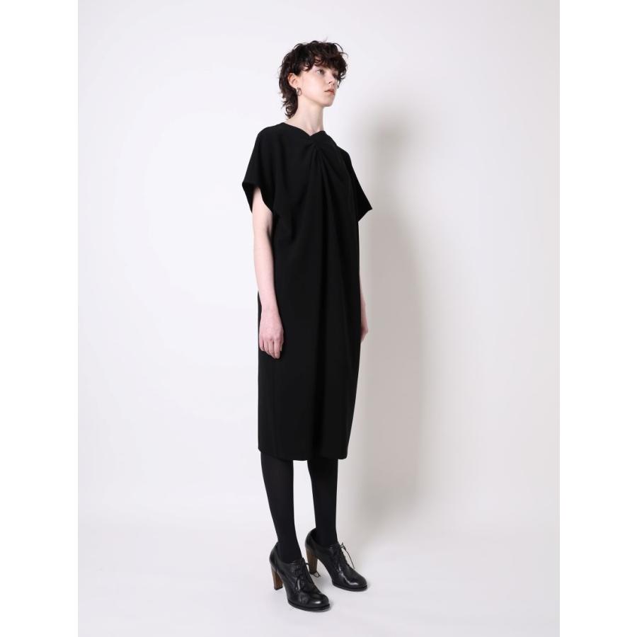 BLACK　FORMAL ソフトダブルジョーゼット　タックギャザーワンピースの画像