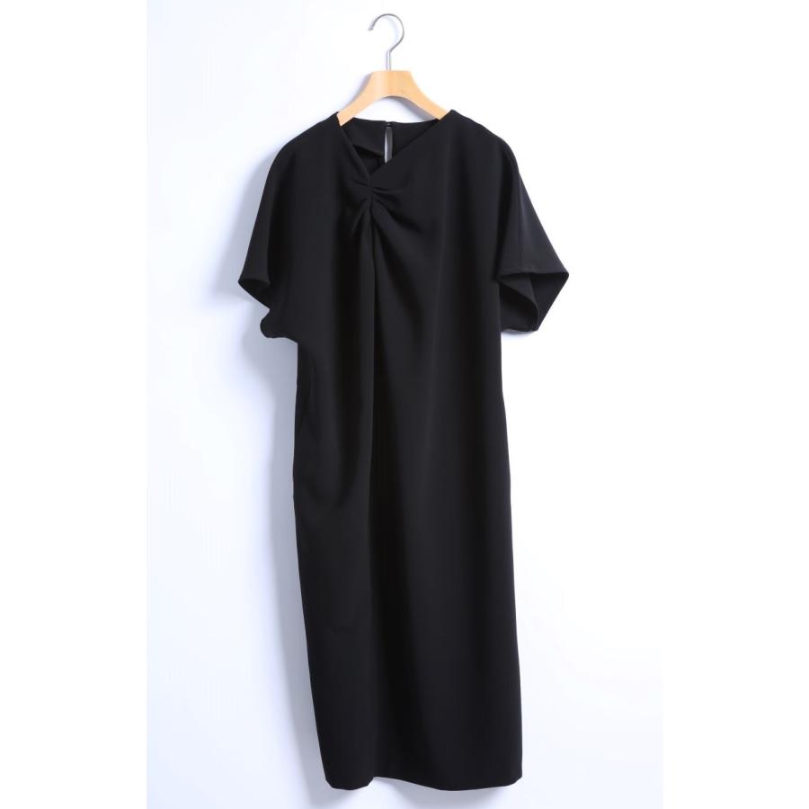 BLACK　FORMAL ソフトダブルジョーゼット　タックギャザーワンピースの画像