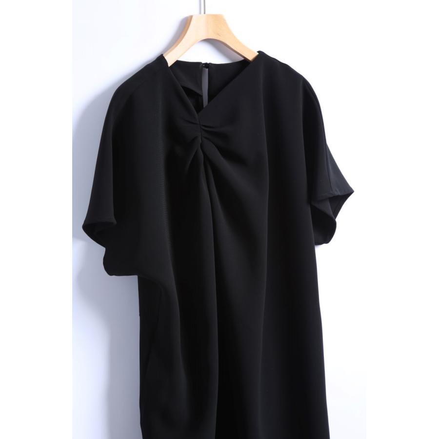 BLACK　FORMAL ソフトダブルジョーゼット　タックギャザーワンピースの画像