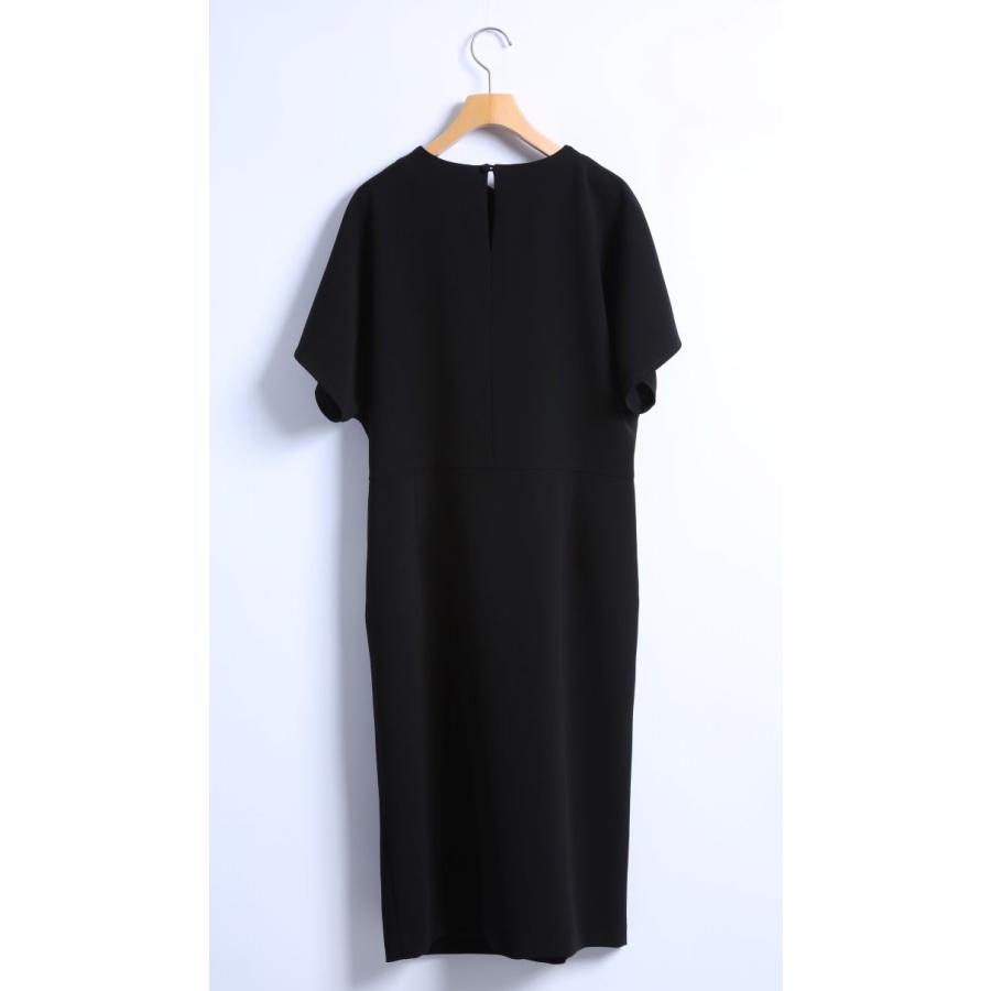 BLACK　FORMAL ソフトダブルジョーゼット　タックギャザーワンピースの画像