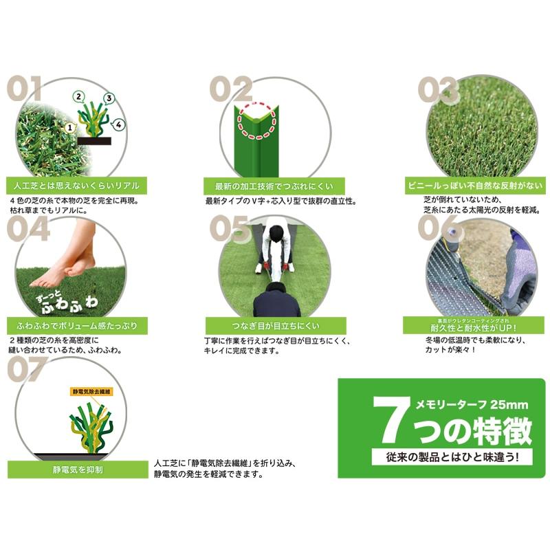 メモリーターフ25mm 巾1m×長さ10m/ロール 芝丈25mmの画像