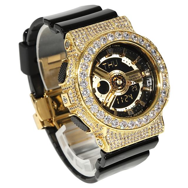 BABY-G ベイビーG カスタム G-SHOCK CZダイヤ（キュービックジルコニア）ゴールド カスタムバタフライバックル｜itempost｜03