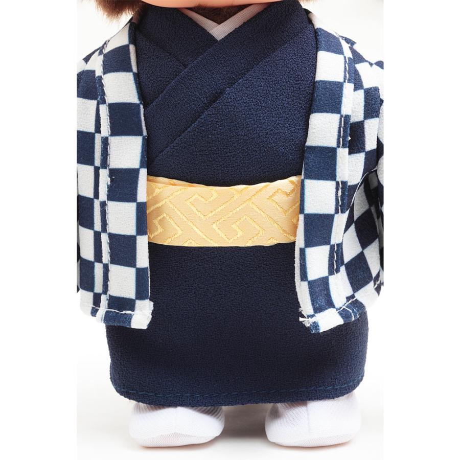 久月オリジナル お着物モンチッチ 男の子 市松（青） IPM-14-Z