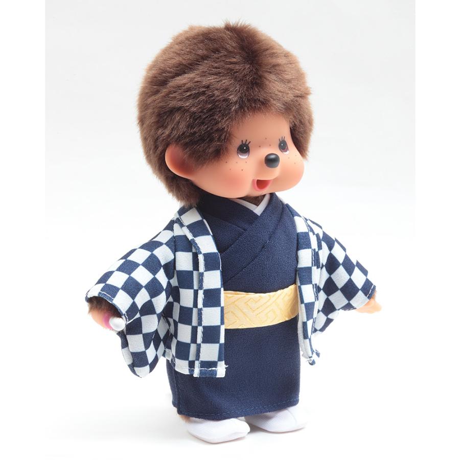 久月オリジナル お着物モンチッチ 男の子 市松（青） IPM-14-Z