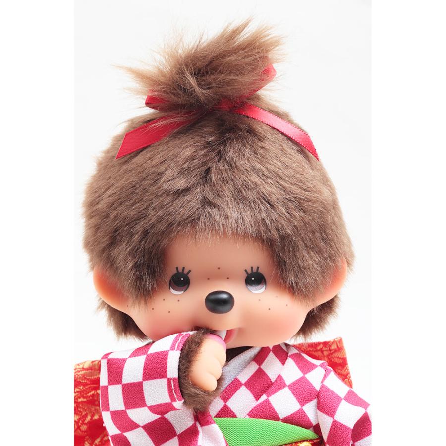 久月オリジナル お着物モンチッチ 女の子 市松（赤） IPM-13-Z