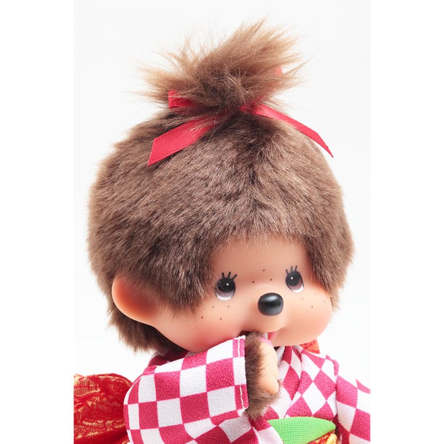 久月オリジナル お着物モンチッチ 女の子 市松（赤） IPM-13-Z