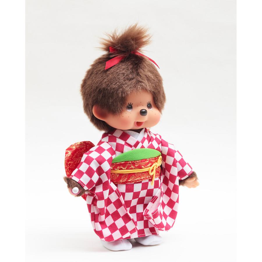 久月オリジナル お着物モンチッチ 女の子 市松（赤） IPM-13-Z