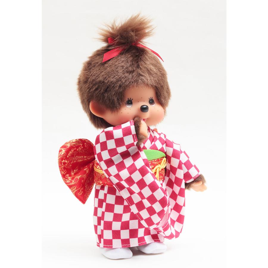 久月オリジナル お着物モンチッチ 女の子 市松（赤） IPM-13-Z