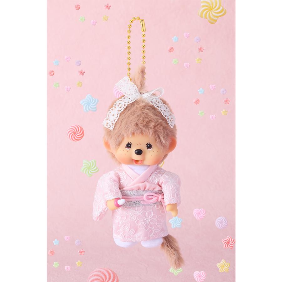 久月オリジナル お着物モンチッチ キーチェーン 女の子 ミルクティ
