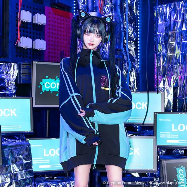 初音ミク ジャージパーカーV2 【BLACK】 / 初音ミク×リッスン 初音ミク ジャージパーカーV2 【BLACK】 / 初音ミク×リッスン