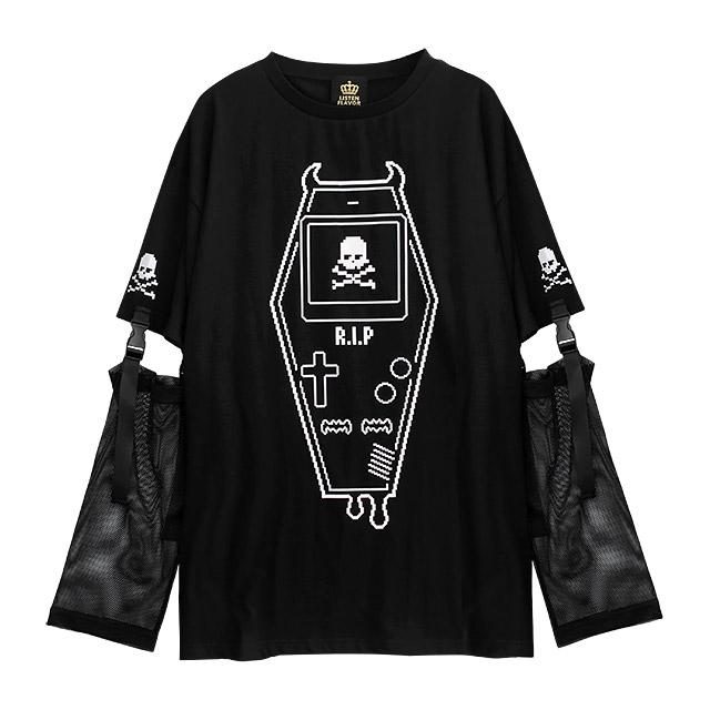 LISTEN FLAVOR リッスンフレーバー ゲーミング棺桶 袖メッシュトップス 