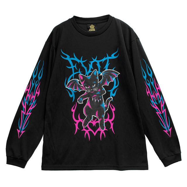 LISTEN FLAVOR リッスンフレーバー 堕天の黒猫ロンT【BLACK 