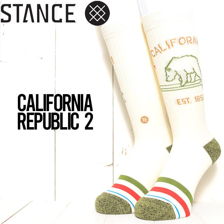 [クリックポスト対応] STANCE スタンス CALIFORNIA REPUBLIC 2 SOCKS ソックス 靴下 ユニセックス A556D21CAL｜itempost｜02