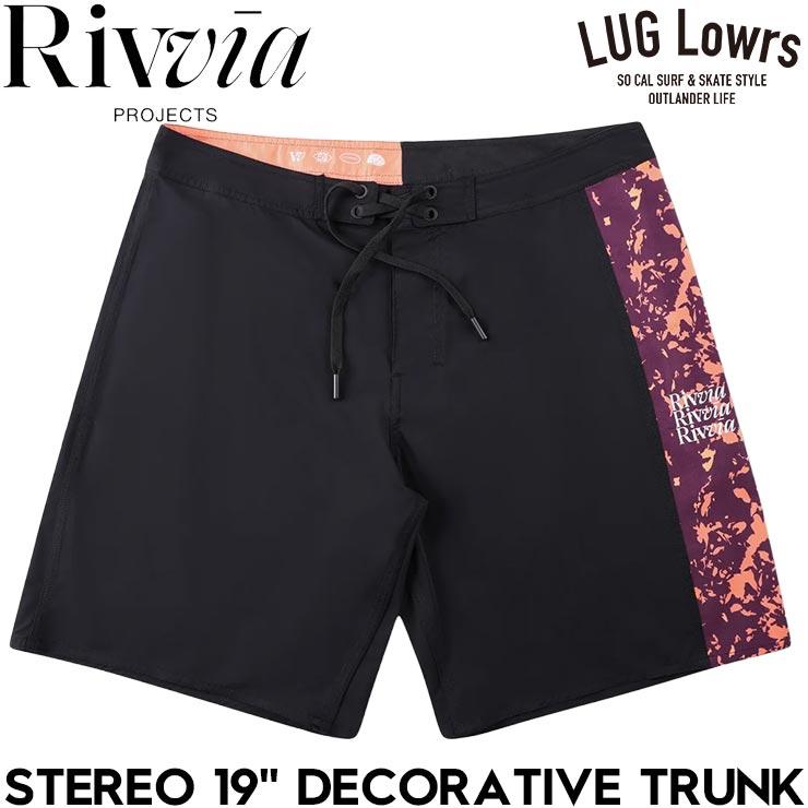 Rivvia PROJECTS リヴィアプロジェクツ メンズ ボードショーツ サーフトランクス 水着 19インチ STEREO DECORATIVE TRUNK BLACK ORANGE RBO-26121 日本代理店正の画像