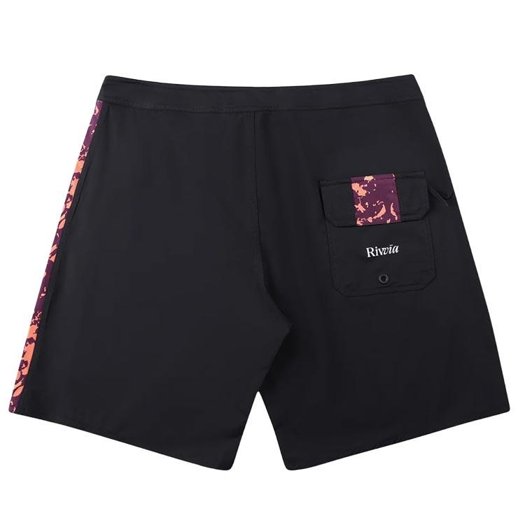 Rivvia PROJECTS リヴィアプロジェクツ メンズ ボードショーツ サーフトランクス 水着 19インチ STEREO DECORATIVE TRUNK BLACK ORANGE RBO-26121 日本代理店正の画像
