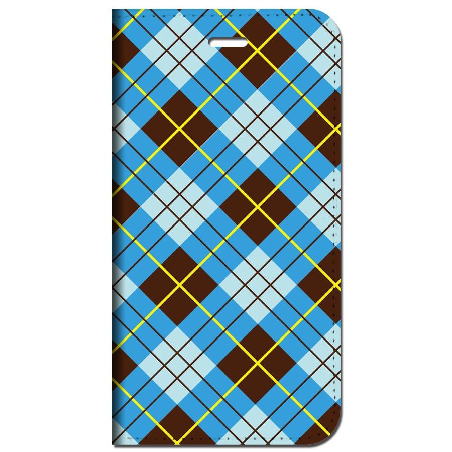 Iphone 手帳型ケース 8 11 Se2 X St55 アーガイルチェック シアン スタンド チェック フラップなし ボーダー ランダム 他各機種対応 売店 アーガイルチェック シアン