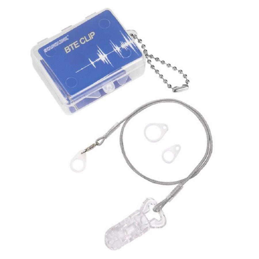 片耳用】 補聴器落下防止クリップ付き ストラップ ：グレー : shopooo