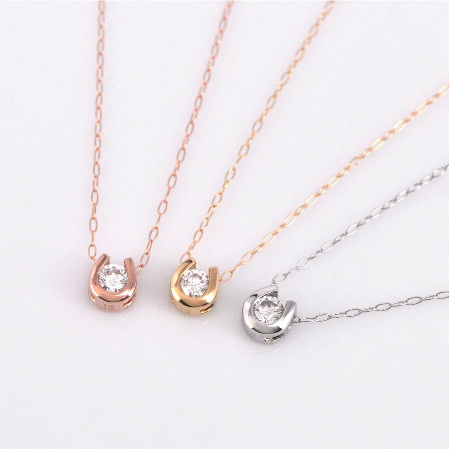 4℃☆カナルヨンドシー K10PG天然ダイヤモンドネックレス ホースシュー 馬蹄
