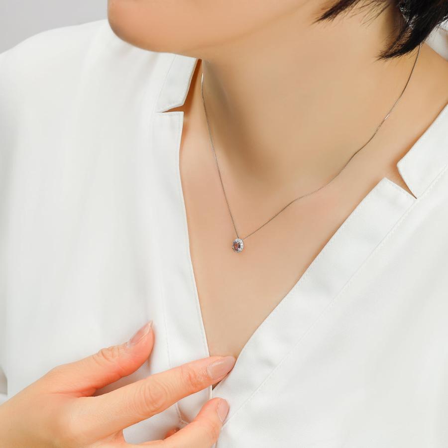 ヘイロー パパラチアサファイア ネックレス Pt / s0579spptの画像