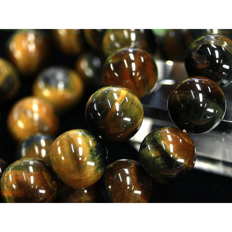 希少虎目MIX★キャッツアイ効果★イエローとブルーの二つのパワー★3A/天然石ブレスレット/ゼブラアイ（混虎眼石/イエローブルー） /ラウンド/