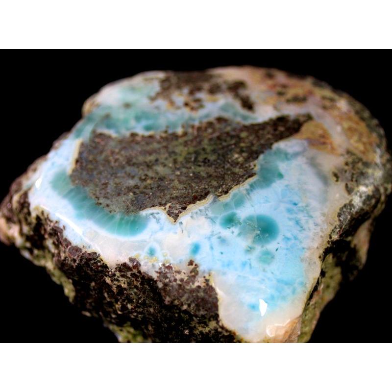 【1点もの】産出激減！カリブ海の宝石★世界三大ヒーリングストーン★ドミニカ共和国産★ラリマー（ブルーペクトライト/Larimar）/ハーフポリッシュ原石/約398g/ 