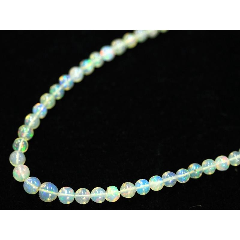 【1点物】希少！レア品質★希望と幸運の石★魅惑の遊色効果★天然石ビーズ/オパール(Opal/蛋白石)/ラウンドグラデーション/約3〜6mm/1連【天然石/パワーストー Opal/蛋白石