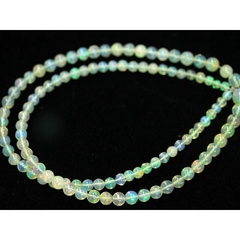 【1点物】希少！レア品質★希望と幸運の石★魅惑の遊色効果★天然石ビーズ/オパール(Opal/蛋白石)/ラウンドグラデーション/約3〜6mm/1連【天然石/パワーストー