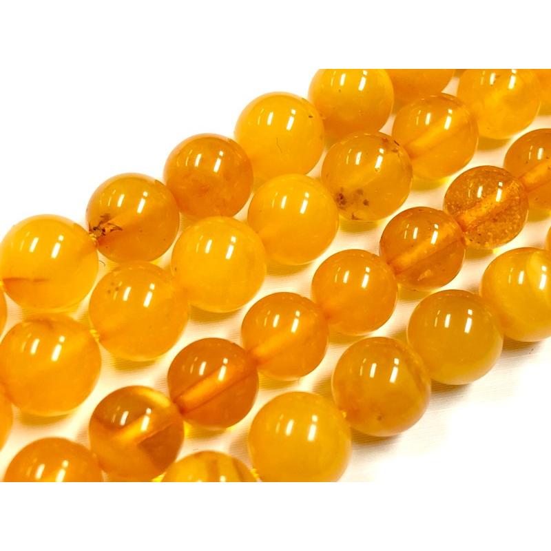 圧縮加工無し★バルト海産★天然琥珀★蜂蜜色★天然石ビーズ/ミルキーハニーアンバー（蜜蝋アンバー/amber/琥珀・こはく）/ラウンド/約6mm/1連【天然石/パワース