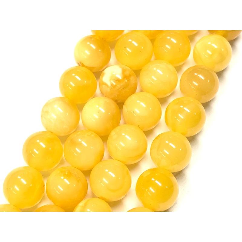 圧縮加工無し★バルト海産★天然琥珀★蜂蜜色★天然石ビーズ/ミルキーハニーアンバー（蜜蝋アンバー/amber/琥珀・こはく）/ラウンド/約8mm/1連【天然石/パワース_1