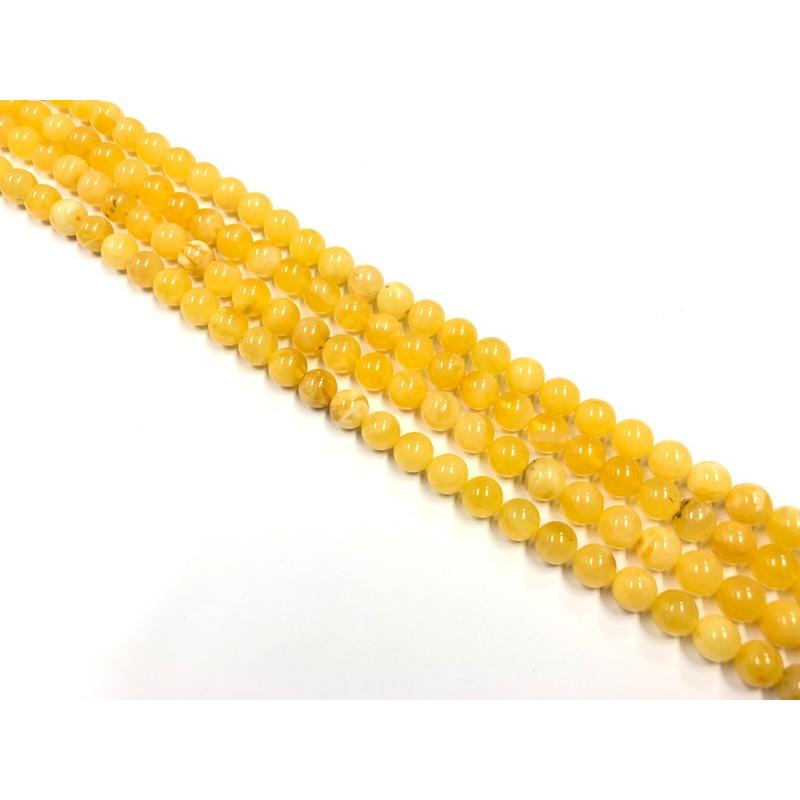圧縮加工無し★バルト海産★天然琥珀★蜂蜜色★天然石ビーズ/ミルキーハニーアンバー（蜜蝋アンバー/amber/琥珀・こはく）/ラウンド/約8mm/1連【天然石/パワース_2