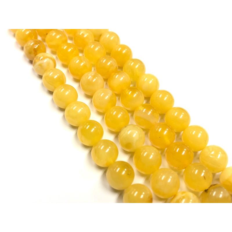 圧縮加工無し★バルト海産★天然琥珀★蜂蜜色★天然石ビーズ/ミルキーハニーアンバー（蜜蝋アンバー/amber/琥珀・こはく）/ラウンド/約8mm/1連【天然石/パワース_3