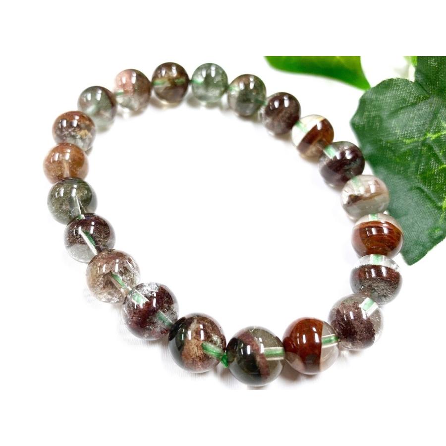レア★庭園のような自然の造形美★美しい色合い★FAグレード/天然石ブレスレット/ミックスガーデンクォーツ(garden quartz/庭園水晶)/ラウンド/約9mm/1本【天然