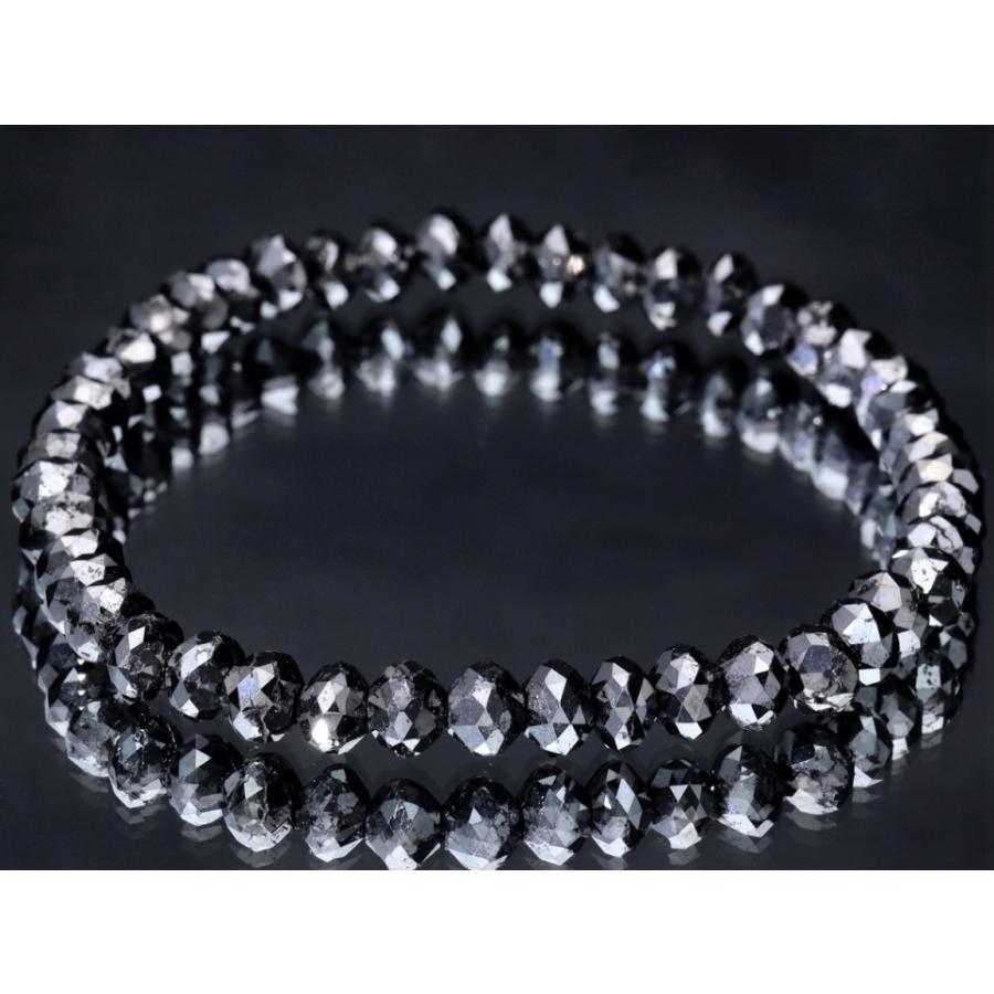 【1点物】超レアクラス限定入荷！★極上の輝き★FA/天然石ブレスレット/天然ブラックダイヤモンド(Diamond/金剛石/ダイアモンド)/ボタンカット/50ct/約5×3mm/1_1