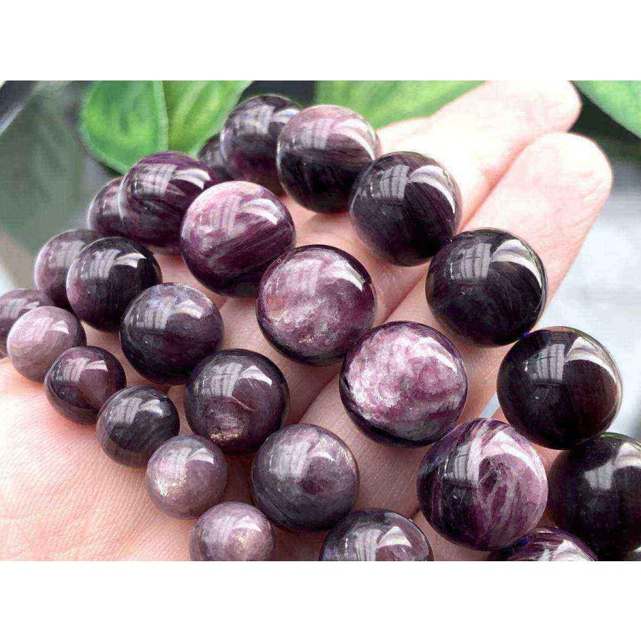 高発色☆輝くマイカ☆天然石ブレスレット/パープルマイカ