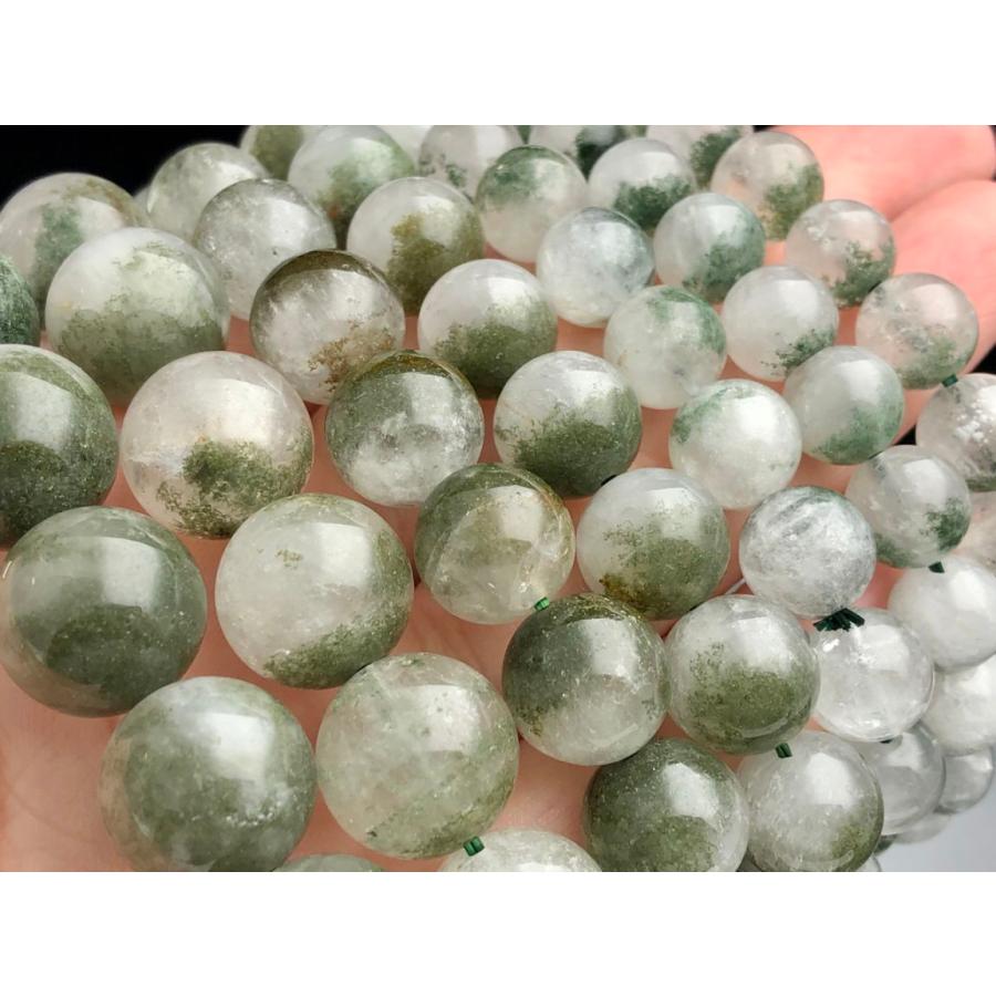 マダガスカル産★天然石ブレスレット/ミントガーデンクォーツ(garden quartz/庭園水晶)/ラウンド/約13mm/1本【天然石/パワーストーン】【アメリカツーソン・香港_3