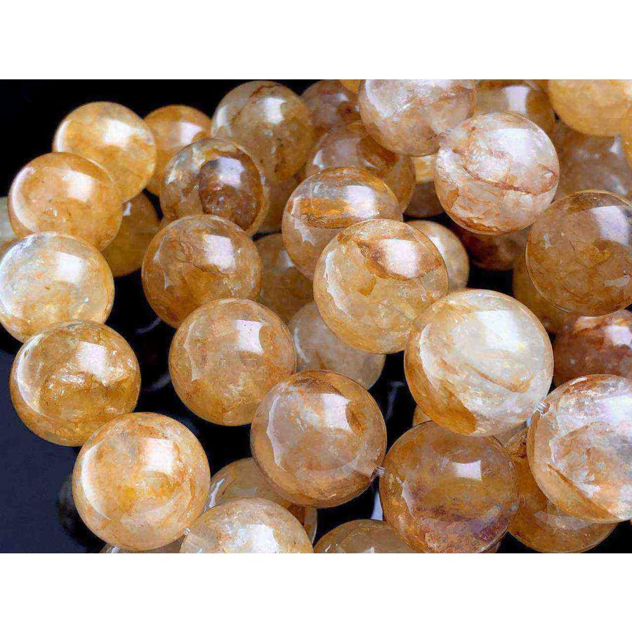 ブラジル産★天然石ブレスレット/イエローライモナイトインクォーツ(オーロラクォーツ/Aurora Quartz/Limonite in Quartz/褐鉄鉱/金魚水晶)/ラウンド/約17mm/1本_4