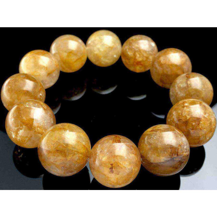 【1点物】ブラジル産★天然石ブレスレット/イエローライモナイトインクォーツ(オーロラクォーツ/Aurora Quartz/Limonite in Quartz/褐鉄鉱/金魚水晶)/ラウンド/_3