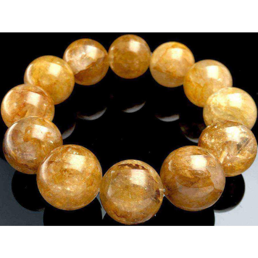 【1点物】ブラジル産★天然石ブレスレット/イエローライモナイトインクォーツ(オーロラクォーツ/Aurora Quartz/Limonite in Quartz/褐鉄鉱/金魚水晶)/ラウンド/_4