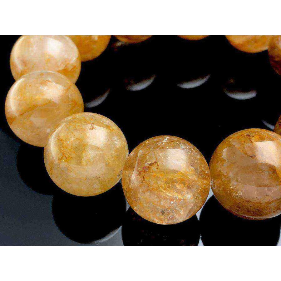 【1点物】ブラジル産★天然石ブレスレット/イエローライモナイトインクォーツ(オーロラクォーツ/Aurora Quartz/Limonite in Quartz/褐鉄鉱/金魚水晶)/ラウンド/_5