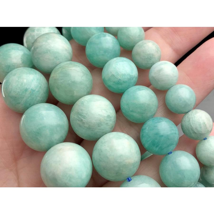 モザンビーク産★天然石ブレスレット/ロシアンアマゾナイト（amazonite/天河石）/ラウンド/約14mm/1本【アメリカツーソン・香港展示会・世界各地出展品買い付け