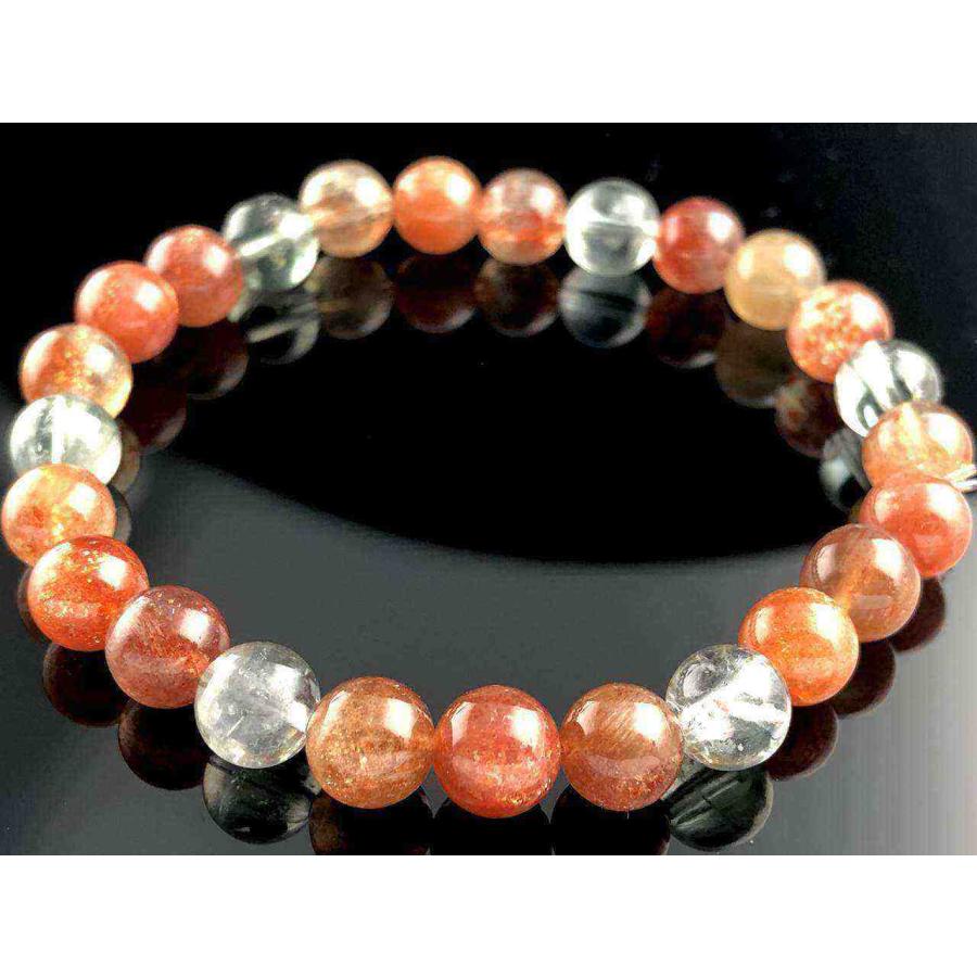 【1点物】タンザニア産★天然石ブレスレット/アルーシャサンストーン（sunstone/Heliolite/日長石/ヘリオライト/アクアマリンサンストーン）/ラウンド/約7mm/1本_1