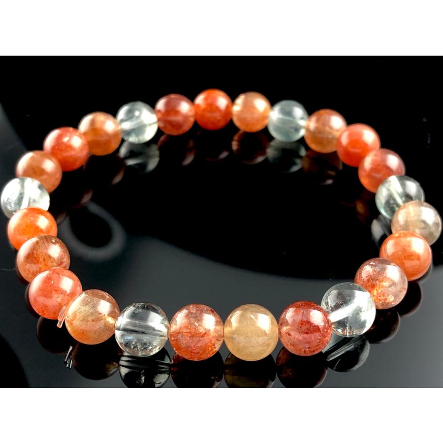 【1点物】タンザニア産★天然石ブレスレット/アルーシャサンストーン（sunstone/Heliolite/日長石/ヘリオライト/アクアマリンサンストーン）/ラウンド/約7mm/1本_2