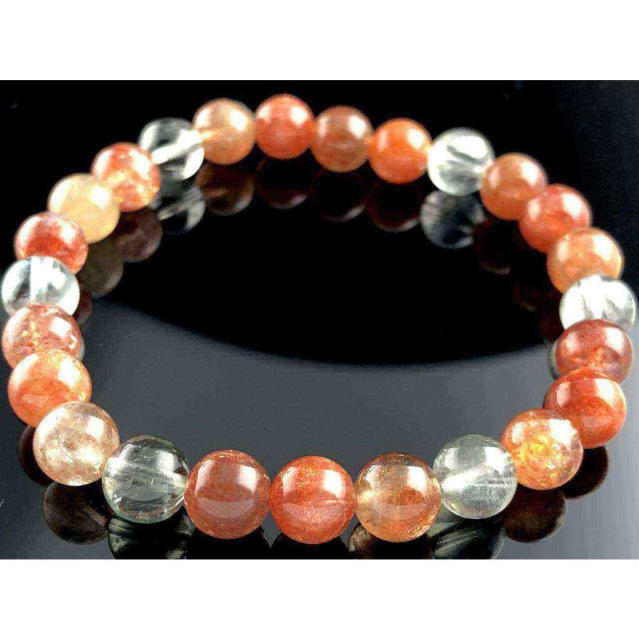 【1点物】タンザニア産★天然石ブレスレット/アルーシャサンストーン（sunstone/Heliolite/日長石/ヘリオライト/アクアマリンサンストーン）/ラウンド/約7mm/1本_4