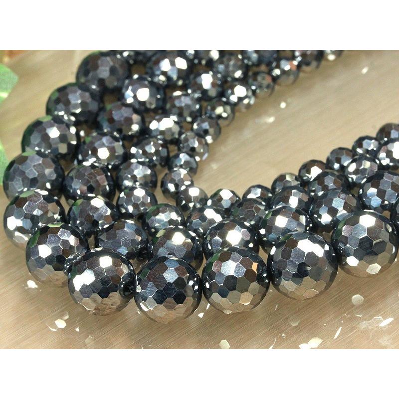 激レア！限定入荷★健康の石として今話題！★高純度鉱石★パワーストーンビーズ/テラヘルツ/128面カット/12mm/1連【天然石/パワーストーン】【アメリカツーソの画像