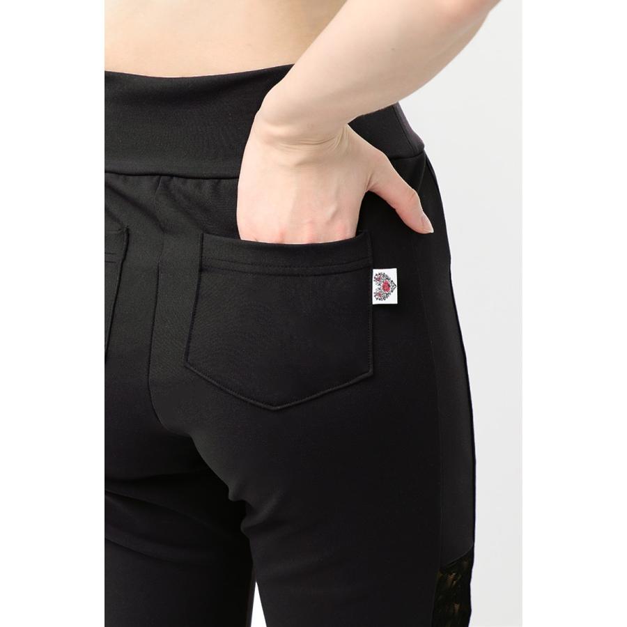 サイド切替ブーツカットパンツ(ラインストーン付)＊ブラック 【M